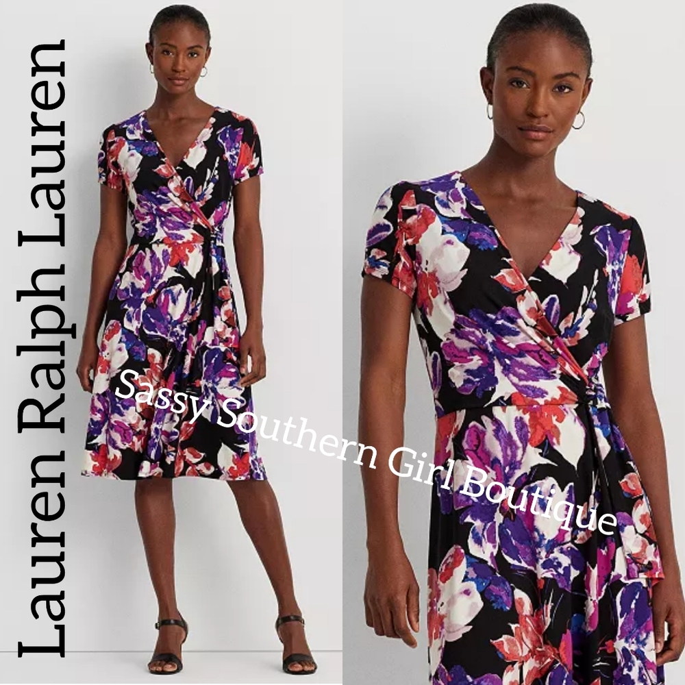 🆕⭐ Ralph Lauren Black Floral Midi Dress